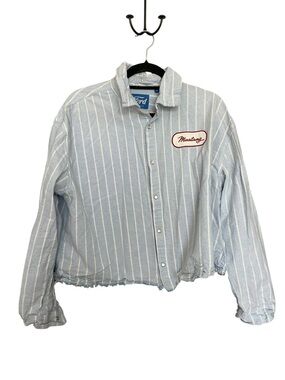 *** LISTING IS SOLD *** PacSun Ford Mustang Light Blue and White Striped Butto